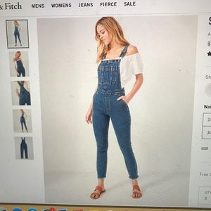 Abercrombie and Fitch Dark Wash Slim Fit Overalls